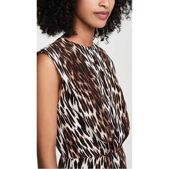 L'AGENCE Cipriana Leopard Print Asymmetrical Silk Dress, Size 0 - Picture 7 of 12